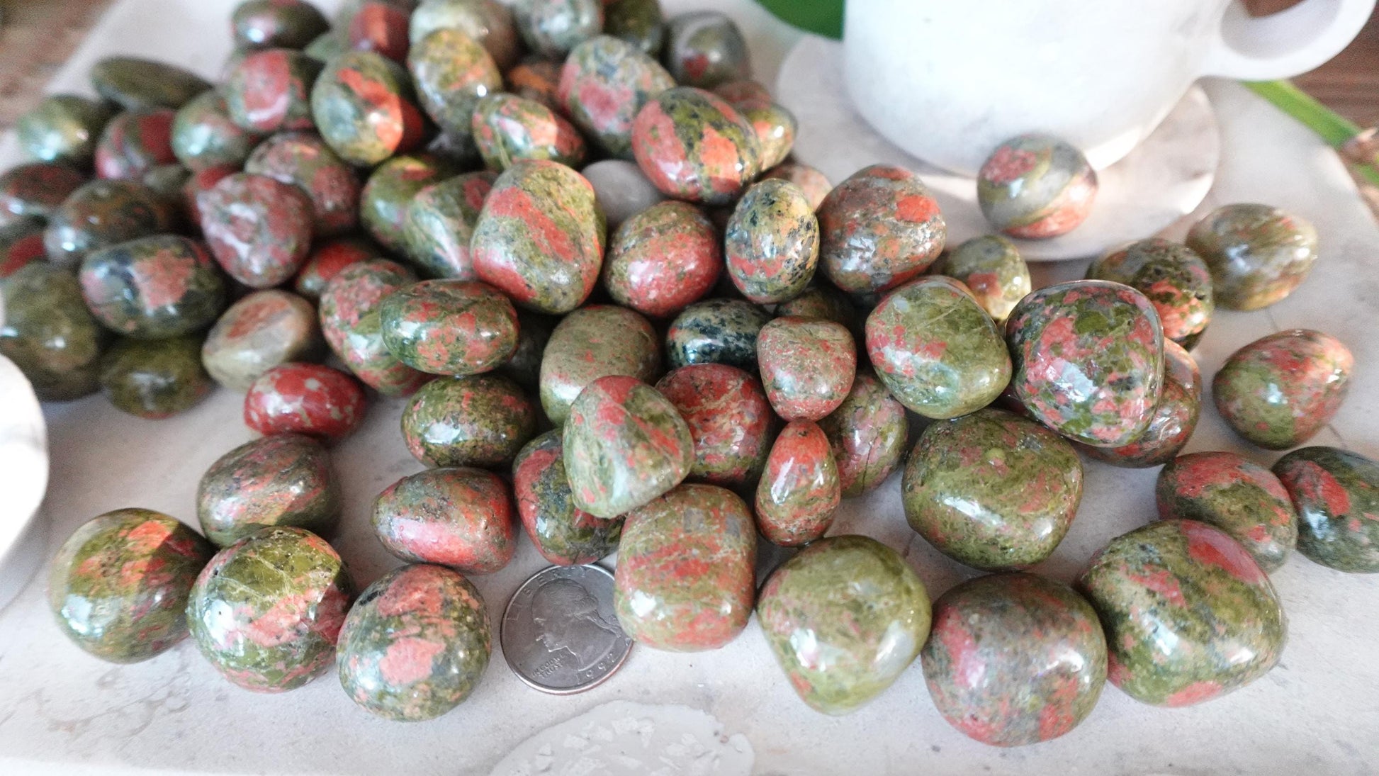 Unakite Tumble Stone: Polished Anxiety Worry Palm Crystal Home Decor Worry Pocket Stress Anxiety Palm Stone