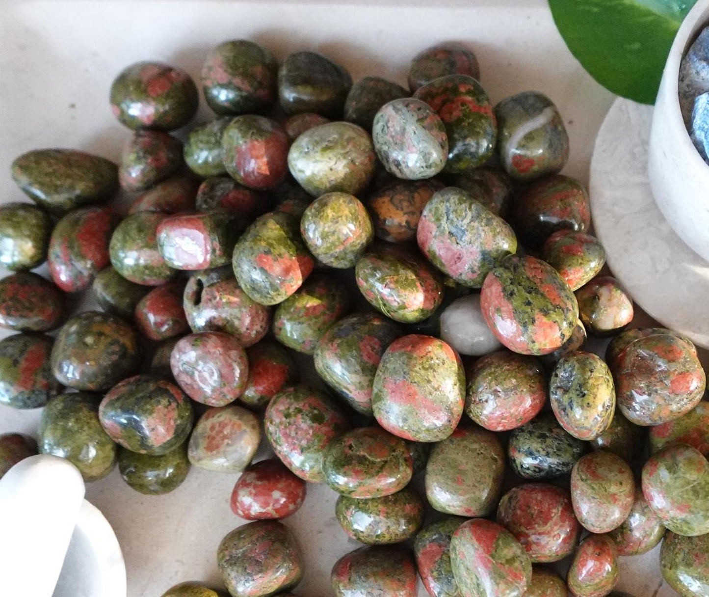 Unakite Tumble Stone: Polished Anxiety Worry Palm Crystal Home Decor Worry Pocket Stress Anxiety Palm Stone