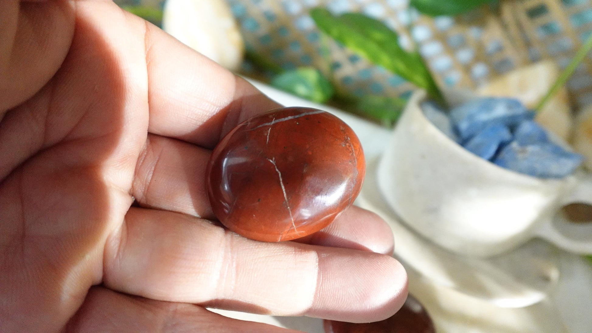 Chicken Blood Jade Medium Palm Natural Crystal Polished Worry Stone Home Decor Anxiety Pocket Distraction Meditation Gift Birthday Christmas