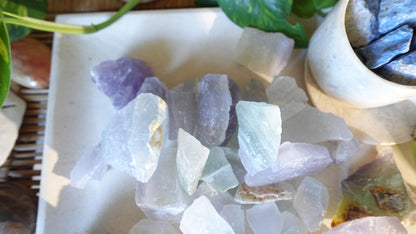 Raw Ghost Fluorite Crystals Natural Crystal Worry Stone Home Decor Anxiety Pocket Distraction Meditation Gift Birthday Christmas