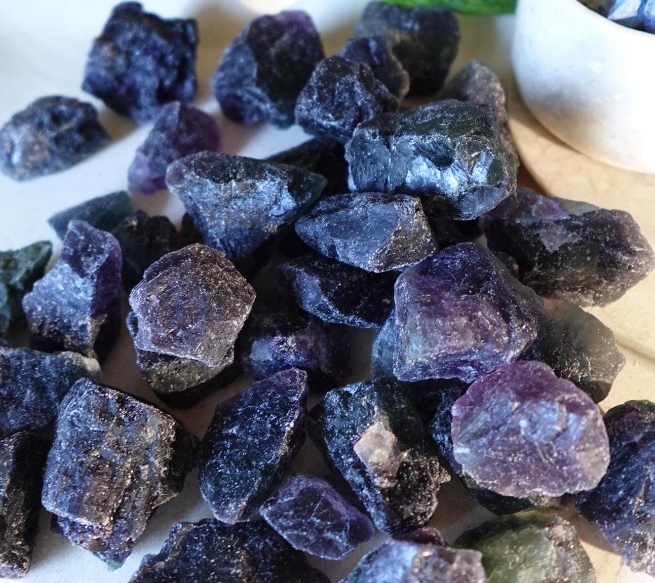 Dark Purple Raw Fluorite Crystals Natural Crystal Worry Stone Home Decor Anxiety Pocket Distraction Meditation Gift Birthday Christmas