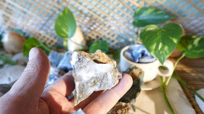 Raw Moss Agate Stone: Natural Carved Crystal Decor