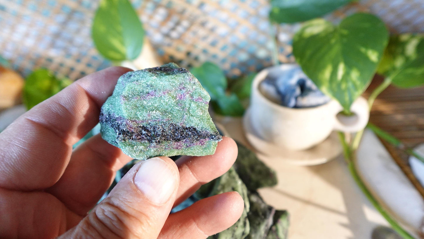 Raw Ruby Zoisite Stones: Untreated Minerals for Arts & Decor