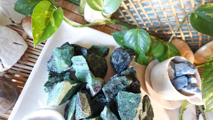 Raw Ruby Zoisite Stones: Untreated Minerals for Arts & Decor