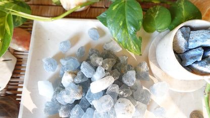 Raw Blue Celestite Crystals Natural Crystal Polished Worry Stone Home Decor Anxiety Pocket Distraction Meditation Gift Birthday Christmas