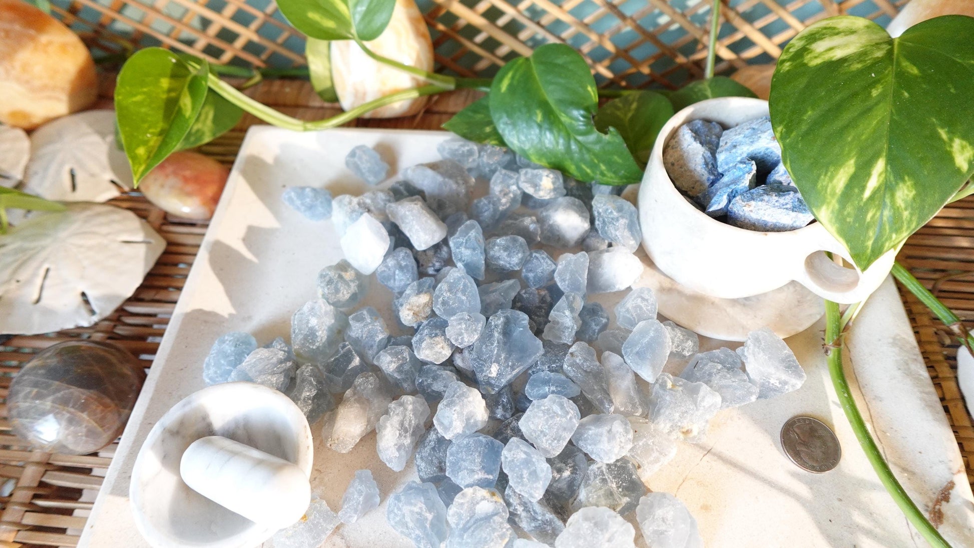 Raw Blue Celestite Crystals Natural Crystal Polished Worry Stone Home Decor Anxiety Pocket Distraction Meditation Gift Birthday Christmas