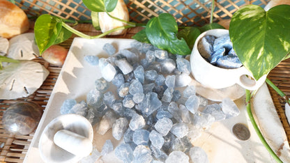 Raw Blue Celestite Crystals Natural Crystal Polished Worry Stone Home Decor Anxiety Pocket Distraction Meditation Gift Birthday Christmas
