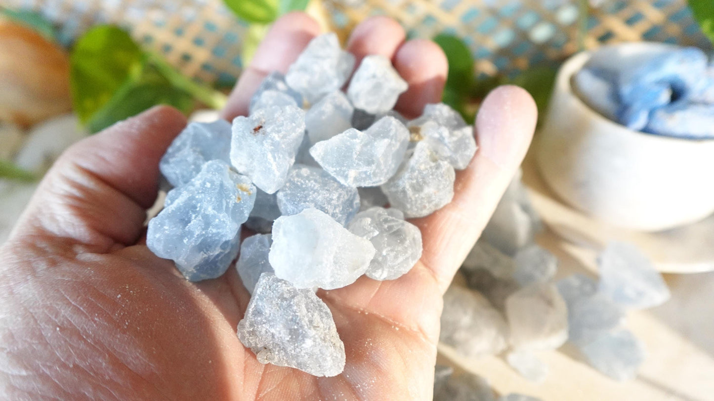 Raw Blue Celestite Crystals Natural Crystal Polished Worry Stone Home Decor Anxiety Pocket Distraction Meditation Gift Birthday Christmas