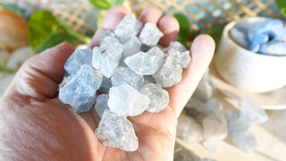 Raw Blue Celestite Crystals Natural Crystal Polished Worry Stone Home Decor Anxiety Pocket Distraction Meditation Gift Birthday Christmas