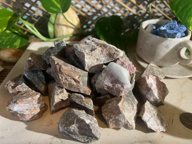 Raw Rhodonite Crystals: Untreated Pink Stones for Home Decor, Arts & Crafts