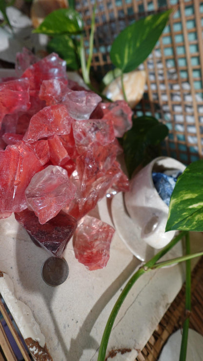 Raw Red Smelting Quartz Crystals: Root Chakra Healing Stones, Arts & Crafts