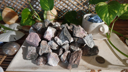 Raw Rhodonite Crystals: Untreated Pink Stones for Home Decor, Arts & Crafts