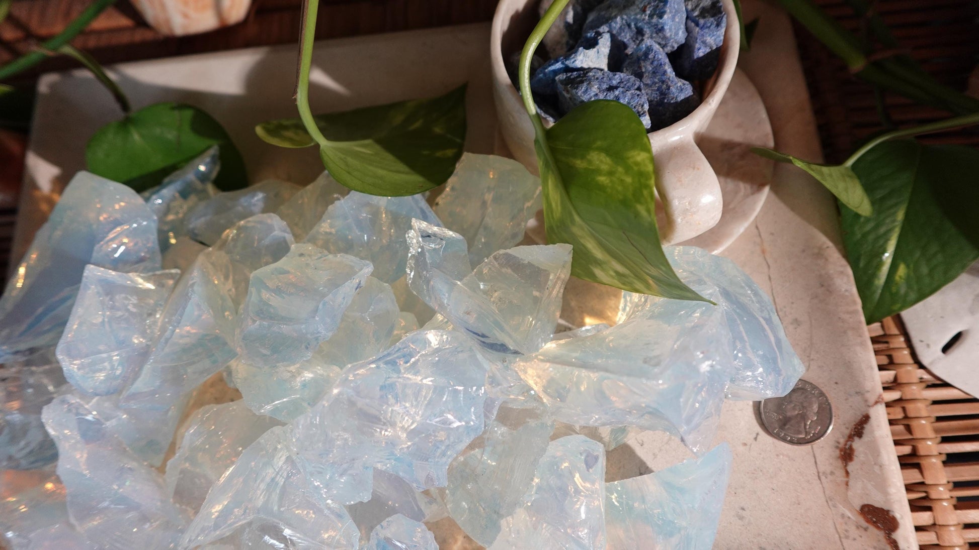 Raw Cut Clear Opalite High Frequency Crystals Untreated Anxiety Home Decor Wholesale minerals School Christmas Xmas Home Decor Craft