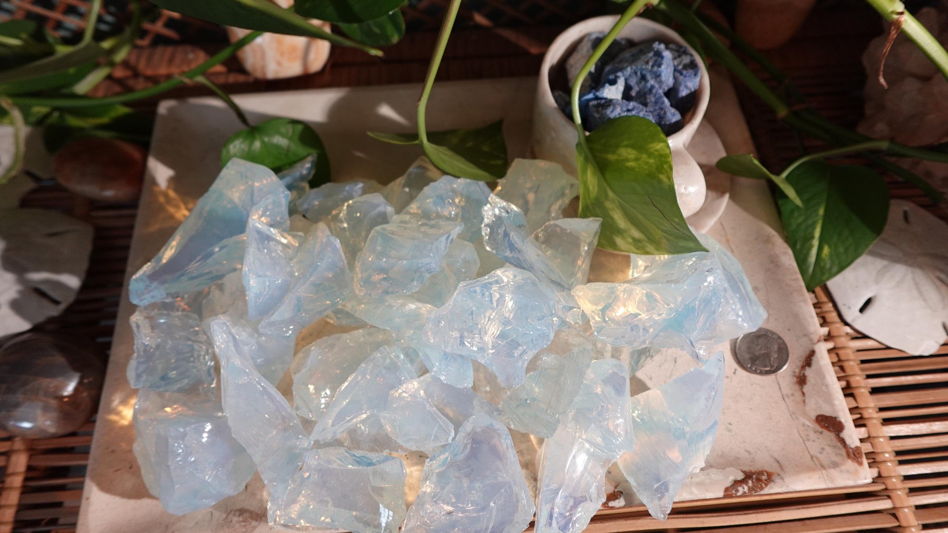 Raw Cut Clear Opalite High Frequency Crystals Untreated Anxiety Home Decor Wholesale minerals School Christmas Xmas Home Decor Craft