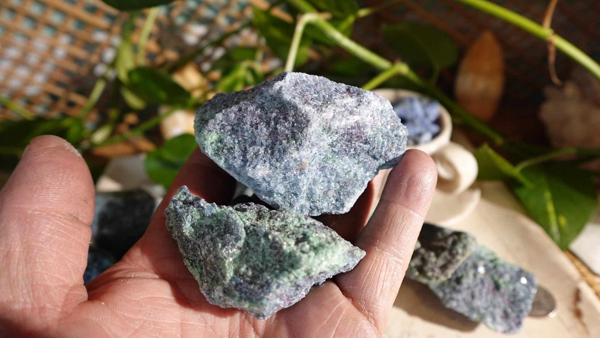 Raw Ruby in Fuchsite Specimen: Untreated Crystal for Home Decor
