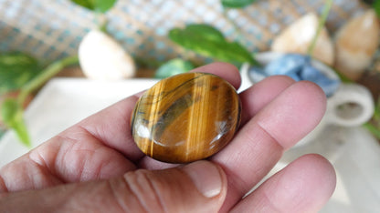 Namibian Tiger Eye Palm Stone Natural Crystal Polished Worry Stone Home Decor Anxiety Pocket Distraction Meditation Gift Birthday Christmas