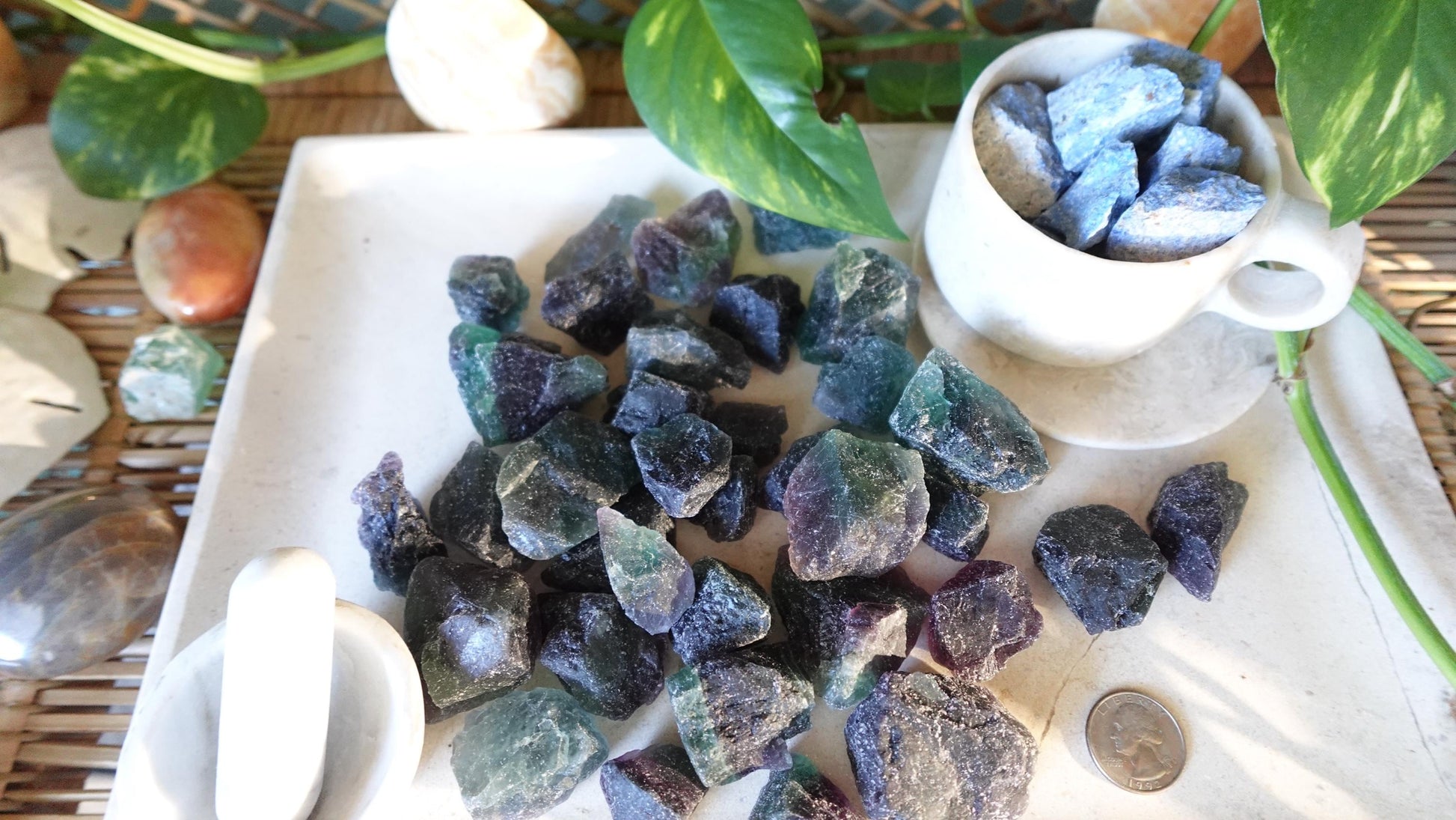 Raw Rainbow Fluorite Crystals Natural Crystal Worry Stone Home Decor Anxiety Pocket Distraction Meditation Gift Birthday Christmas