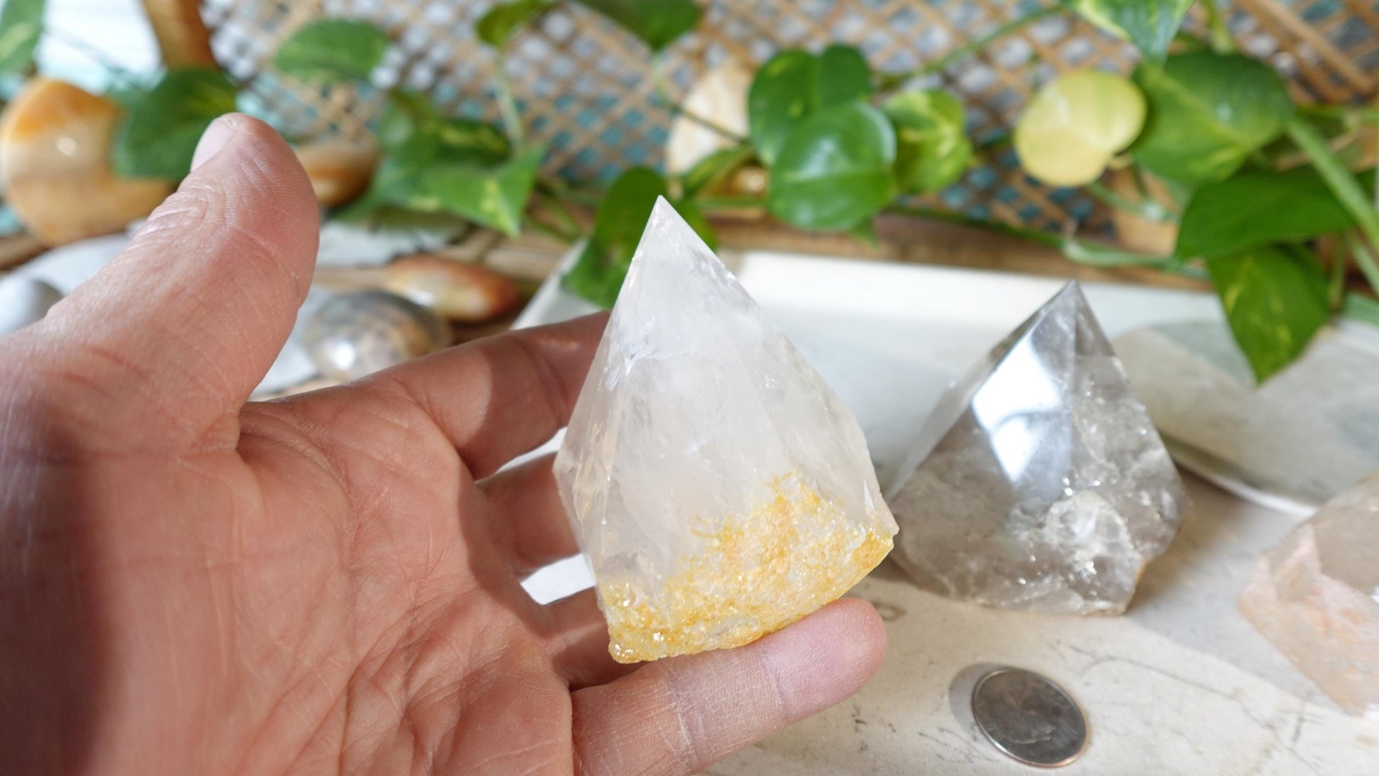 Clear Quartz Carved Anxiety Crystal Polished Raw Stone Meditation Panic Holiday Gift Christmas Xmas Collection Birthday Paperweight