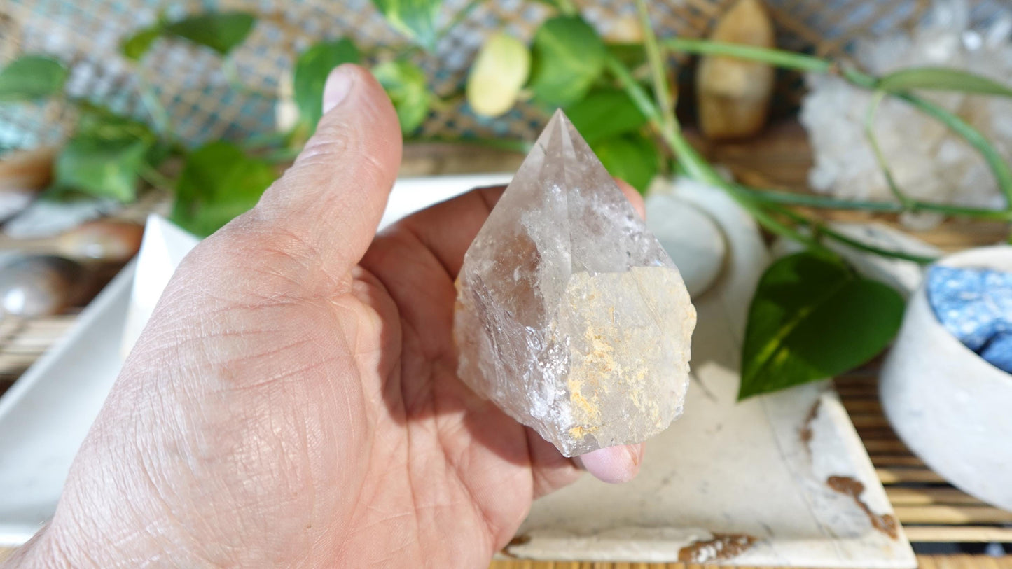 Clear Quartz Carved Anxiety Crystal Polished Raw Stone Meditation Panic Holiday Gift Christmas Xmas Collection Birthday Paperweight