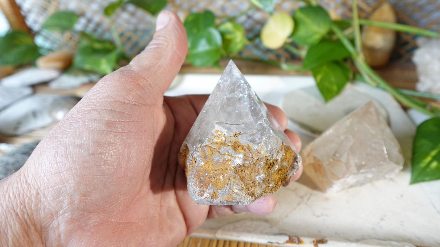 Clear Quartz Carved Anxiety Crystal Polished Raw Stone Meditation Panic Holiday Gift Christmas Xmas Collection Birthday Paperweight