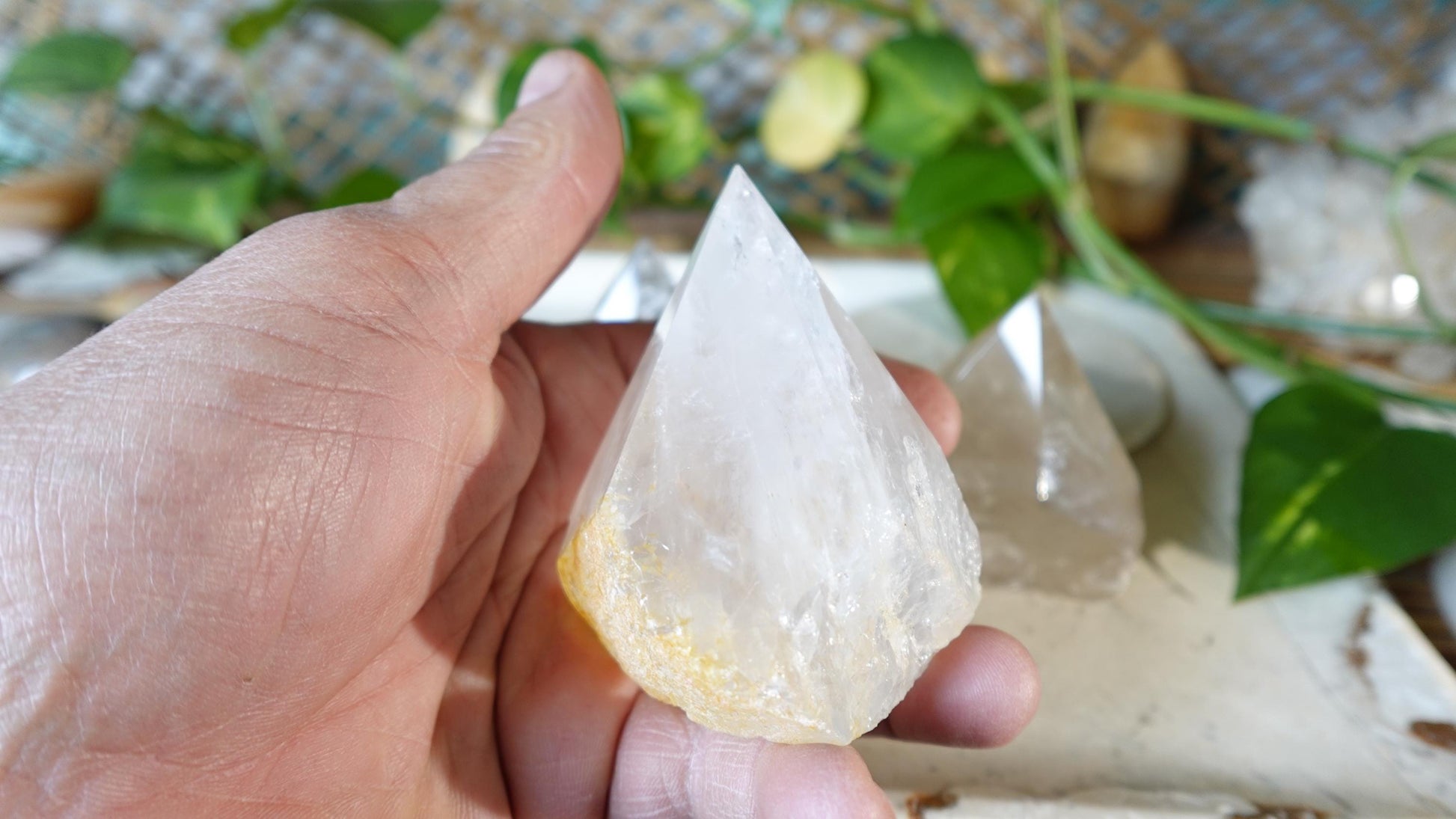 Clear Quartz Carved Anxiety Crystal Polished Raw Stone Meditation Panic Holiday Gift Christmas Xmas Collection Birthday Paperweight