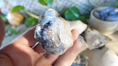 Raw Black Rutile Quartz Stones: Untreated Minerals for Arts & Decor