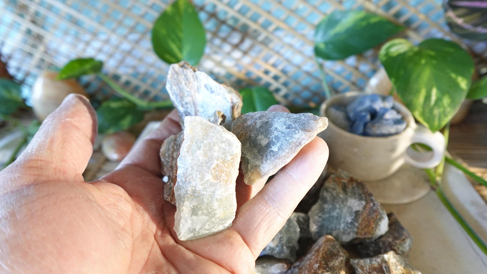 Raw Blue Onyx Crystals Natural Crystal Worry Stone Home Decor Anxiety Pocket Distraction Meditation Gift Birthday Christmas