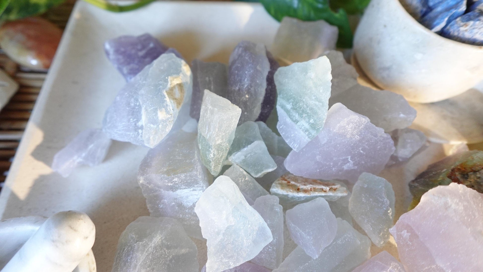 Raw Ghost Fluorite Crystals Natural Crystal Worry Stone Home Decor Anxiety Pocket Distraction Meditation Gift Birthday Christmas