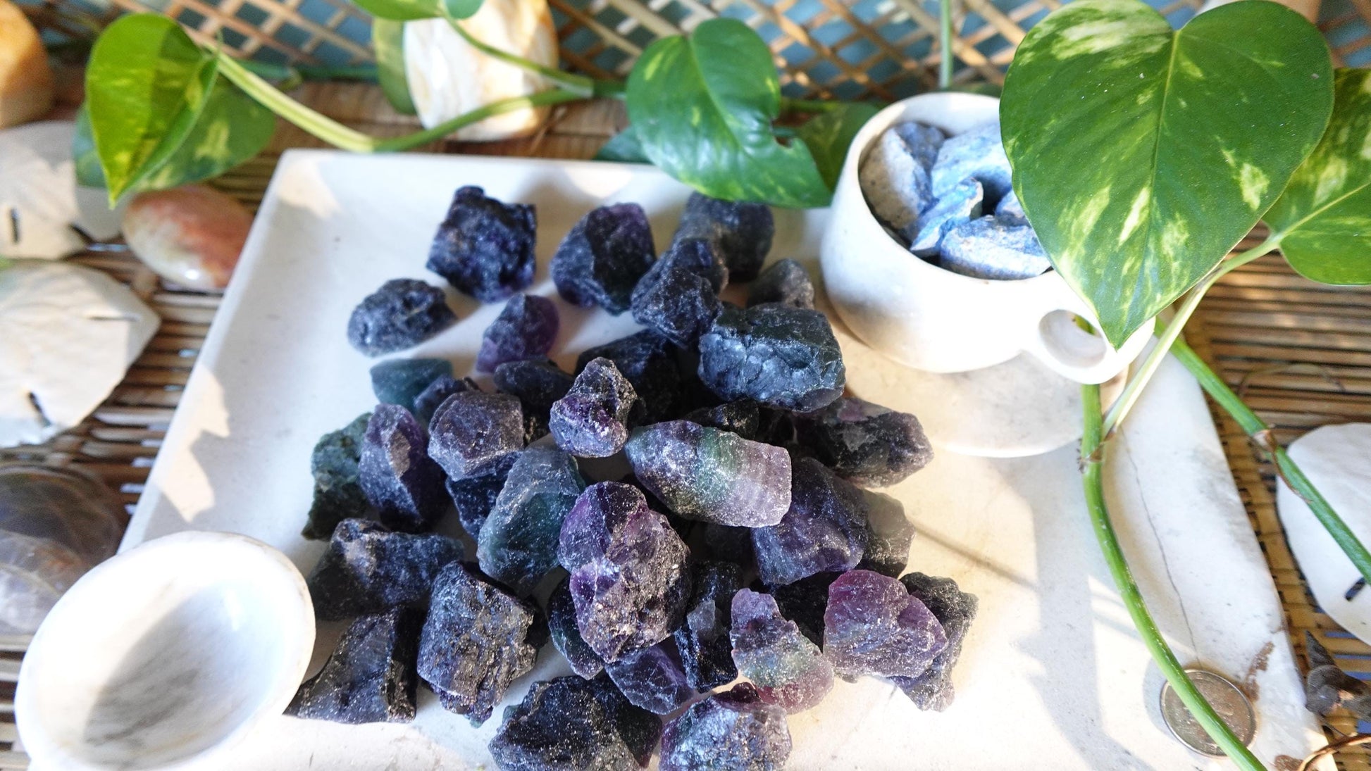Dark Purple Raw Fluorite Crystals Natural Crystal Worry Stone Home Decor Anxiety Pocket Distraction Meditation Gift Birthday Christmas