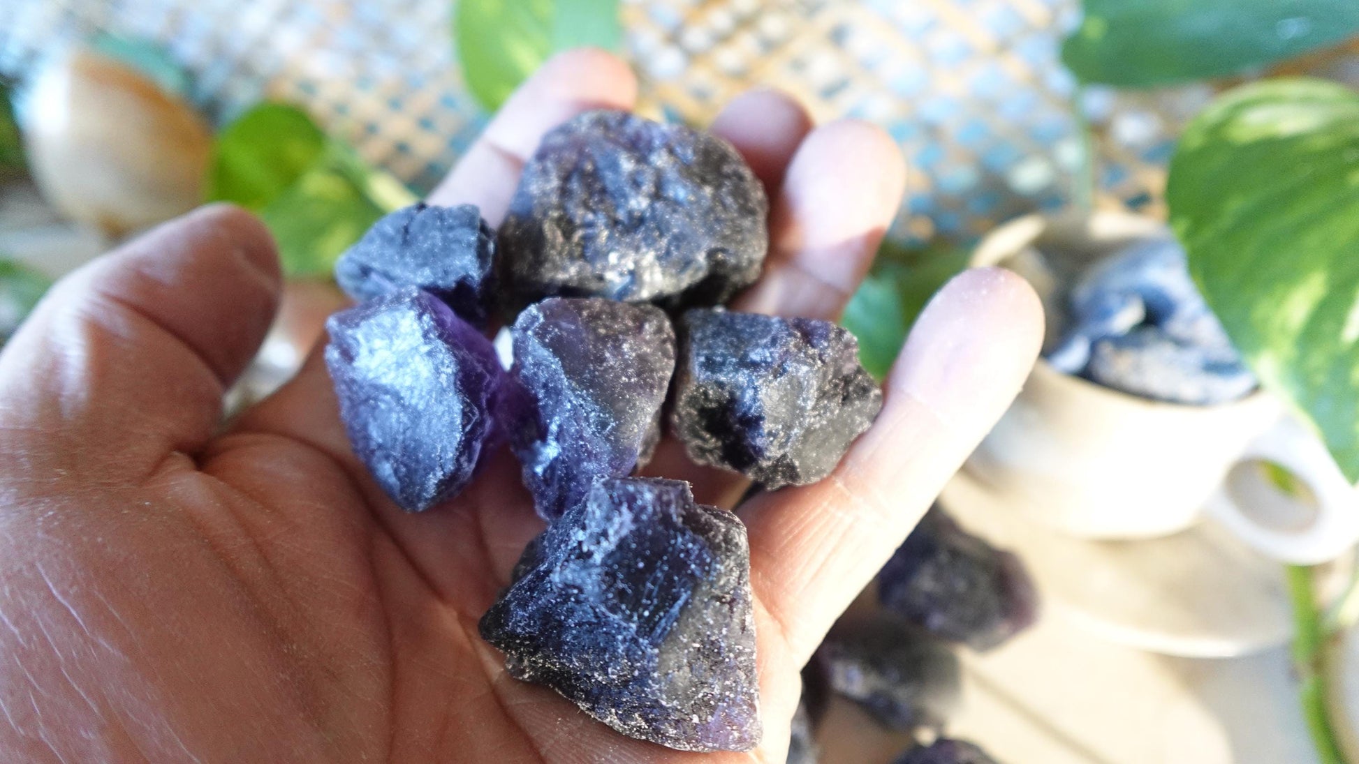 Dark Purple Raw Fluorite Crystals Natural Crystal Worry Stone Home Decor Anxiety Pocket Distraction Meditation Gift Birthday Christmas