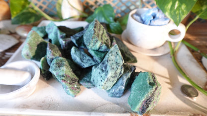 Raw Ruby Zoisite Stones: Untreated Minerals for Arts & Decor