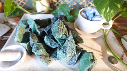 Raw Ruby Zoisite Stones: Untreated Minerals for Arts & Decor