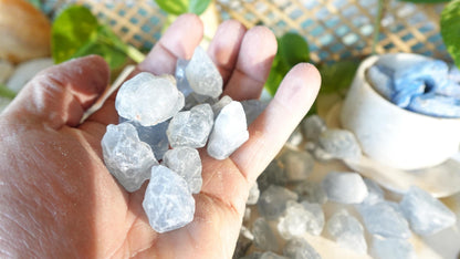 Raw Blue Celestite Crystals Natural Crystal Polished Worry Stone Home Decor Anxiety Pocket Distraction Meditation Gift Birthday Christmas