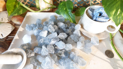Raw Blue Celestite Crystals Natural Crystal Polished Worry Stone Home Decor Anxiety Pocket Distraction Meditation Gift Birthday Christmas