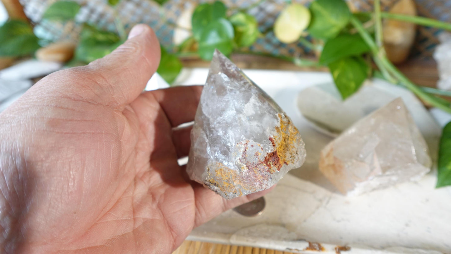 Clear Quartz Carved Anxiety Crystal Polished Raw Stone Meditation Panic Holiday Gift Christmas Xmas Collection Birthday Paperweight