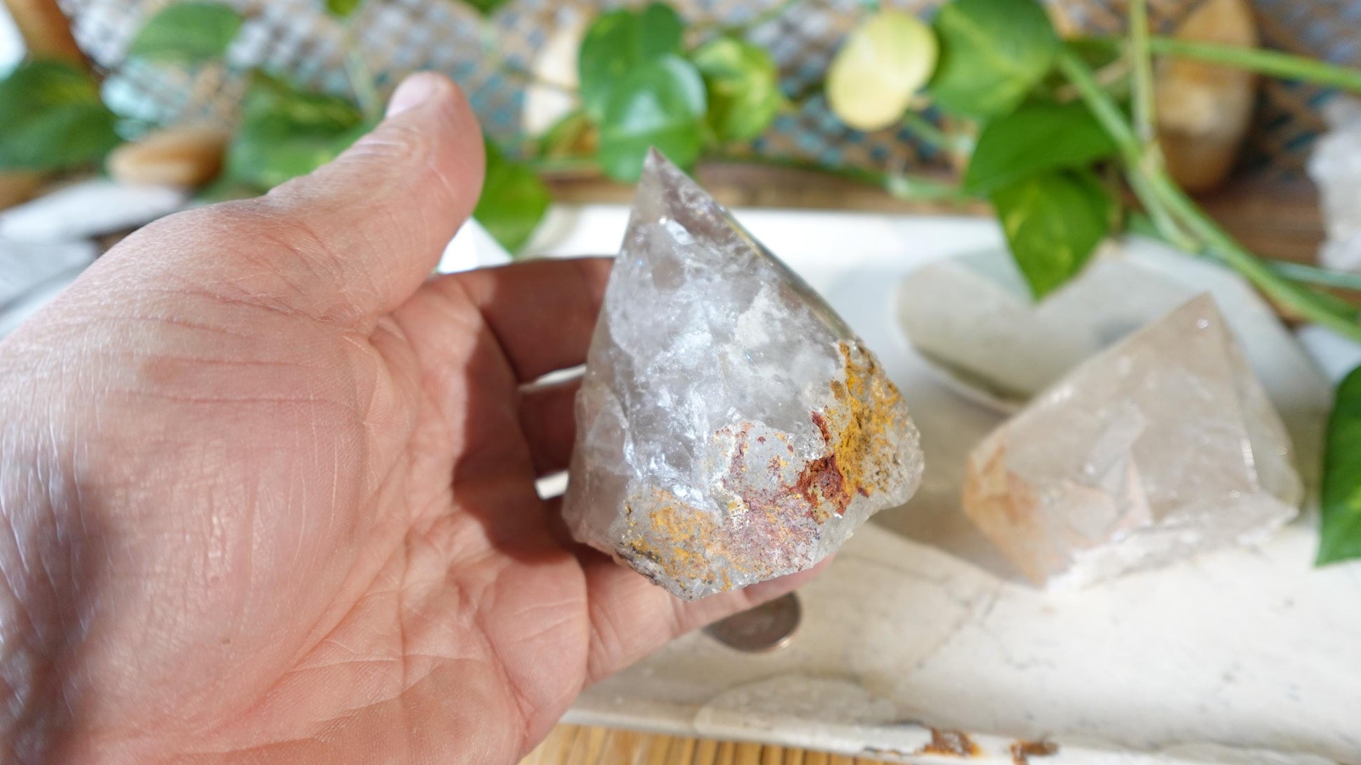 Clear Quartz Carved Anxiety Crystal Polished Raw Stone Meditation Panic Holiday Gift Christmas Xmas Collection Birthday Paperweight