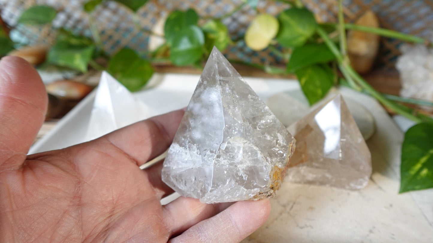 Clear Quartz Carved Anxiety Crystal Polished Raw Stone Meditation Panic Holiday Gift Christmas Xmas Collection Birthday Paperweight