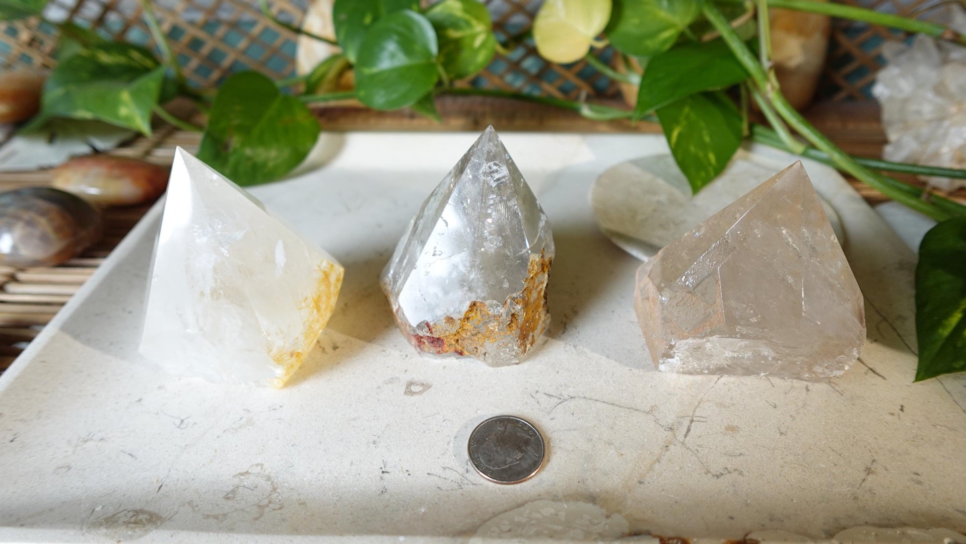 Clear Quartz Carved Anxiety Crystal Polished Raw Stone Meditation Panic Holiday Gift Christmas Xmas Collection Birthday Paperweight