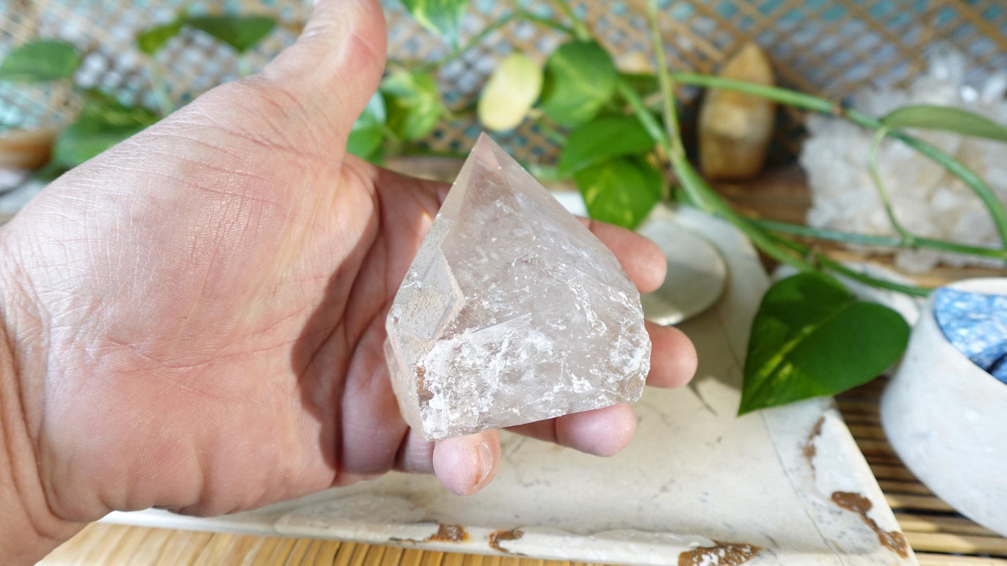Clear Quartz Point: Carved Crystal for Meditation & Anxiety Relief