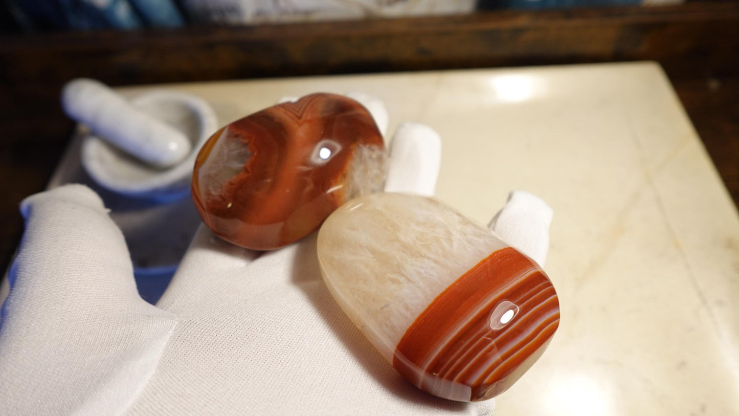 Uruguay Large Flame Sardonyx Palm Natural Crystal Polished Worry Stone Home Decor Anxiety Pocket Distraction Meditation Birthday Christmas