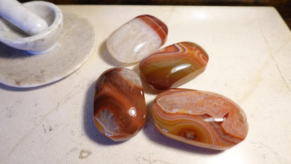Uruguay Large Flame Sardonyx Palm Natural Crystal Polished Worry Stone Home Decor Anxiety Pocket Distraction Meditation Birthday Christmas