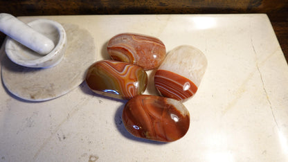 Uruguay Large Flame Sardonyx Palm Natural Crystal Polished Worry Stone Home Decor Anxiety Pocket Distraction Meditation Birthday Christmas