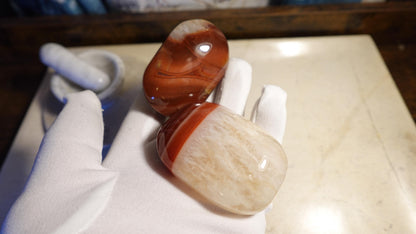 Uruguay Large Flame Sardonyx Palm Natural Crystal Polished Worry Stone Home Decor Anxiety Pocket Distraction Meditation Birthday Christmas