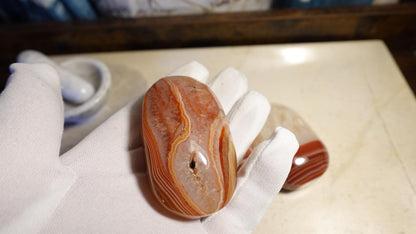 Uruguay Large Flame Sardonyx Palm Natural Crystal Polished Worry Stone Home Decor Anxiety Pocket Distraction Meditation Birthday Christmas