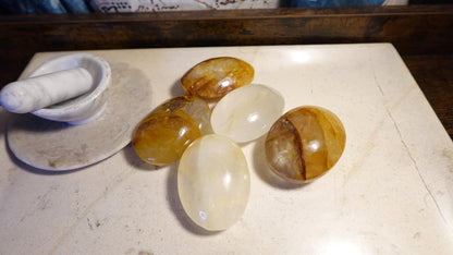 Golden Healer Quartz Palm Natural Crystal Polished Worry Stone Home Decor Anxiety Pocket Distraction Meditation Gift Birthday Christmas