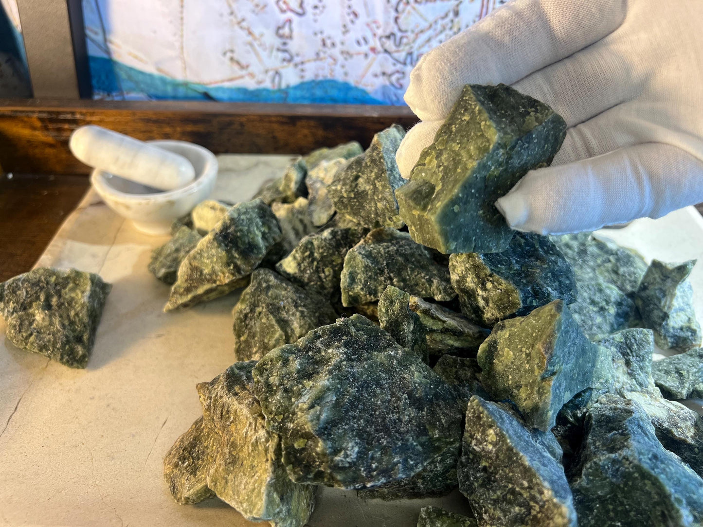 Raw Green Jade Stone: Natural Crystal Decor, Anxiety Relief