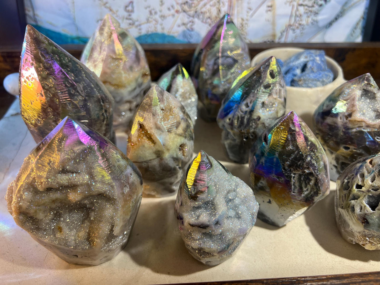 Angel Aura Quartz Carved Polished Statues Carved Crystal Distraction Pocket Worry Anxiety Home Gift Drusy Christmas Meditation Birthday