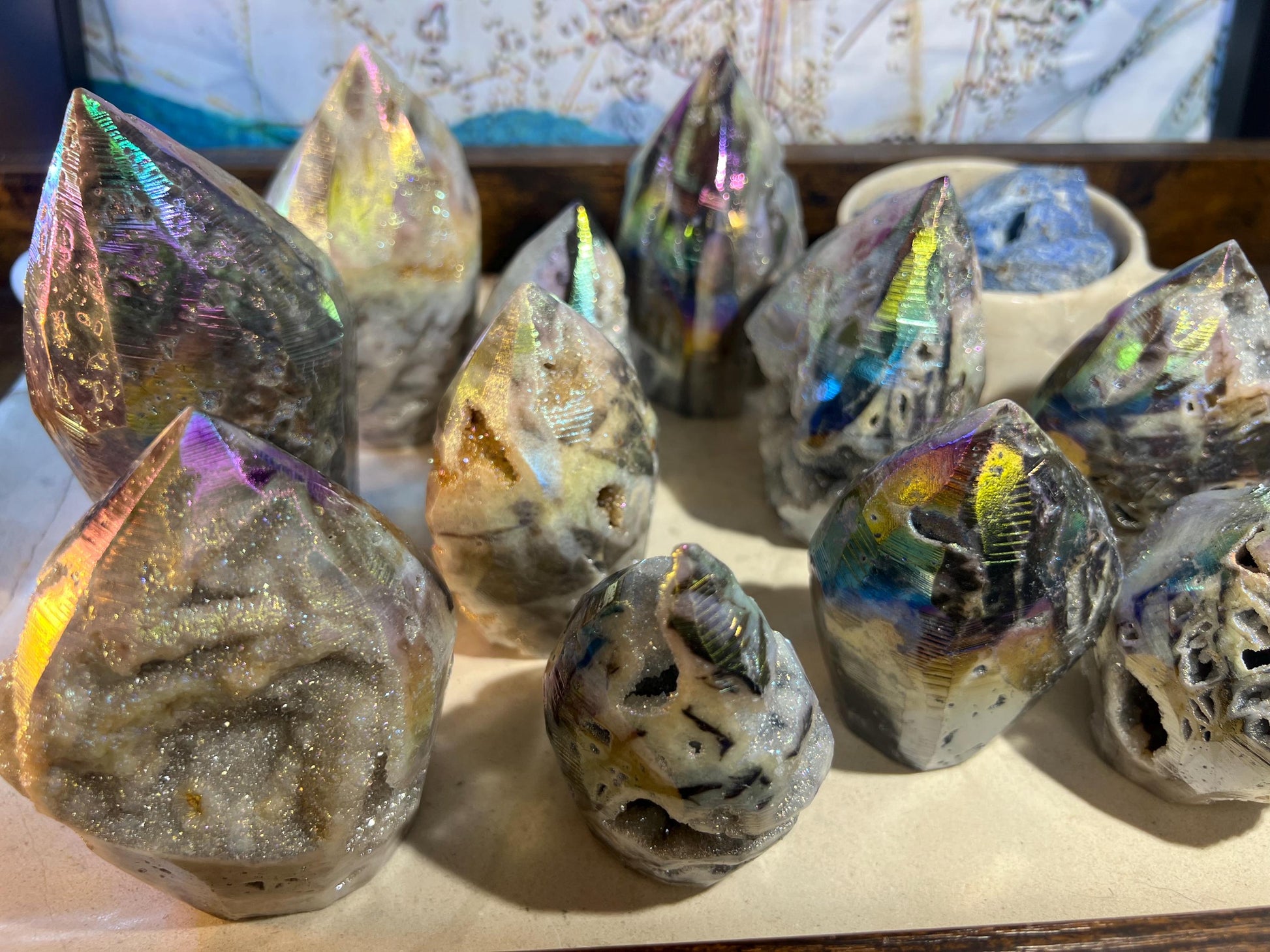 Angel Aura Quartz Carved Polished Statues Carved Crystal Distraction Pocket Worry Anxiety Home Gift Drusy Christmas Meditation Birthday