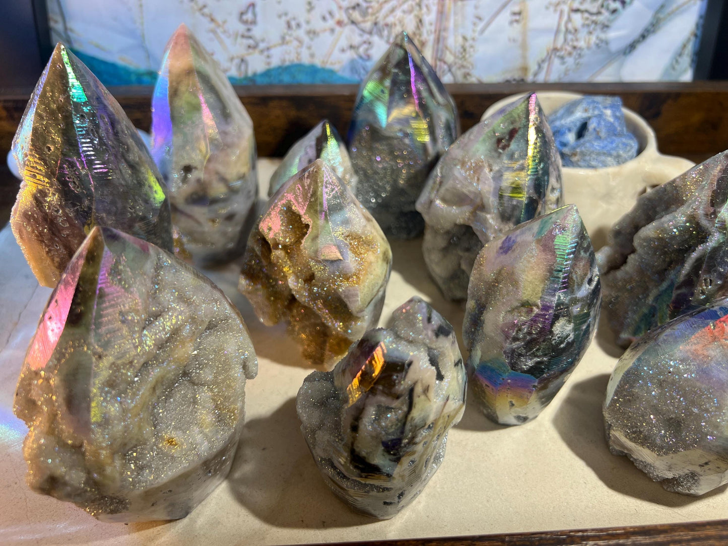 Angel Aura Quartz Carved Polished Statues Carved Crystal Distraction Pocket Worry Anxiety Home Gift Drusy Christmas Meditation Birthday