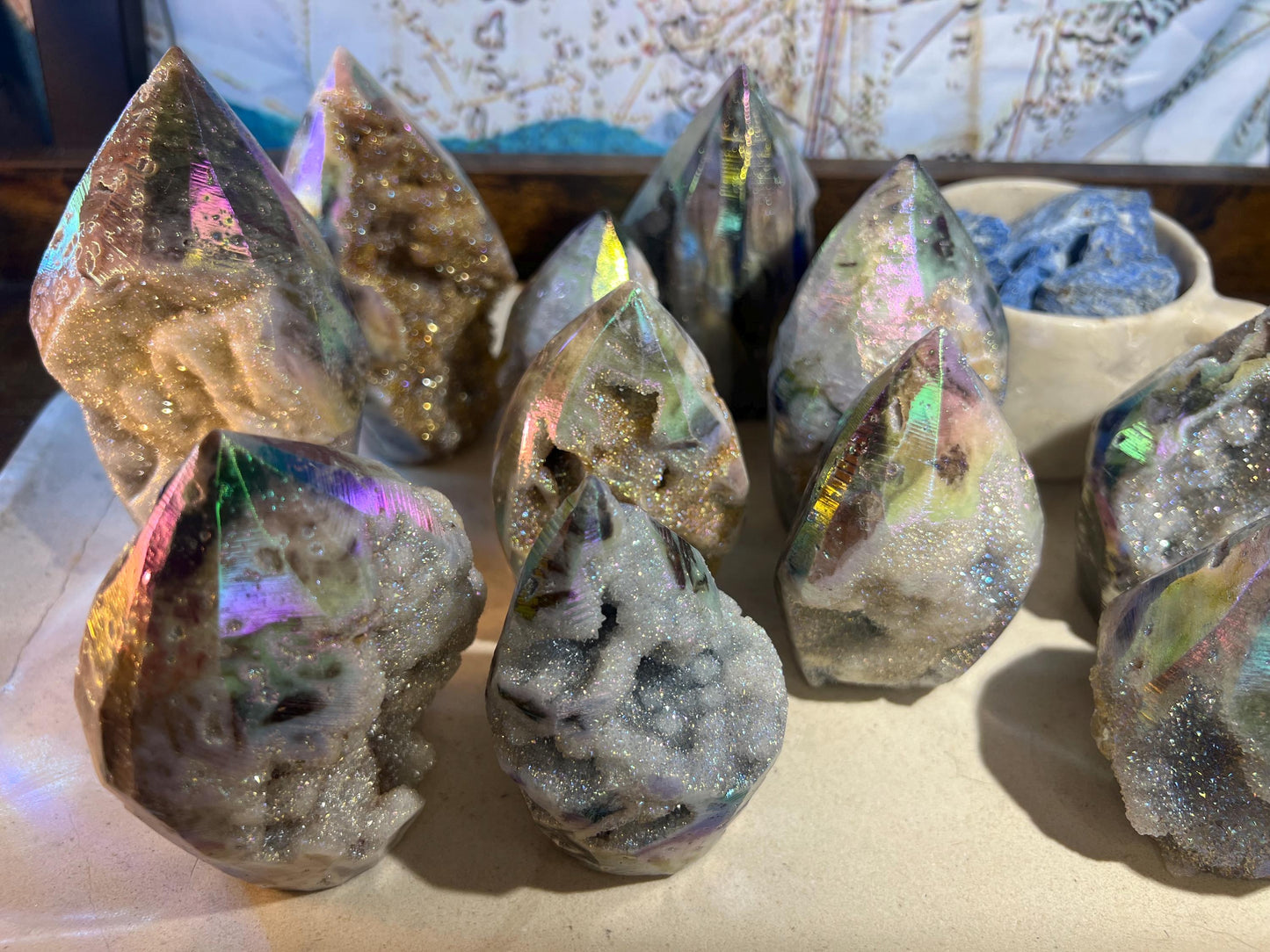 Angel Aura Quartz Carved Polished Statues Carved Crystal Distraction Pocket Worry Anxiety Home Gift Drusy Christmas Meditation Birthday
